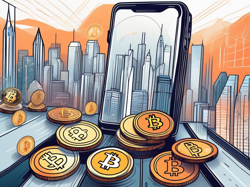 A modern digital wallet overflowing with various types of cryptocurrencies