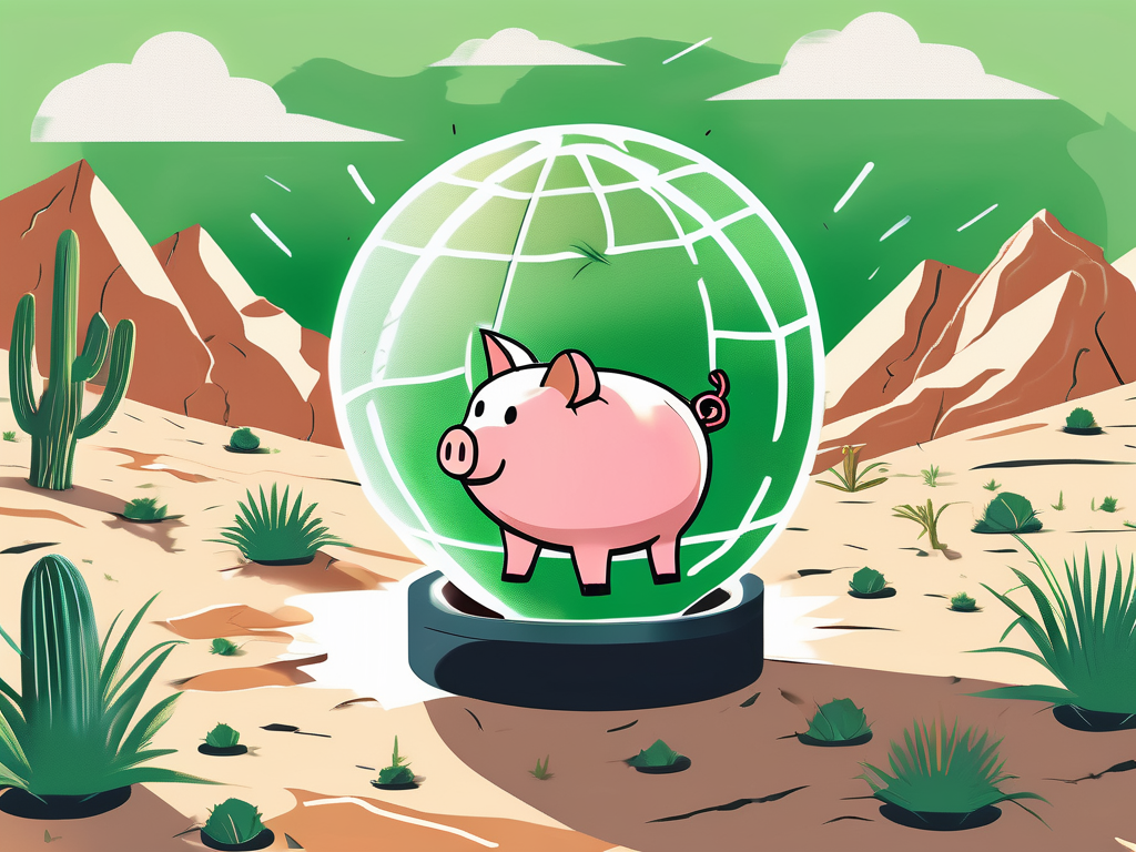 A cracked piggy bank with coins leaking out