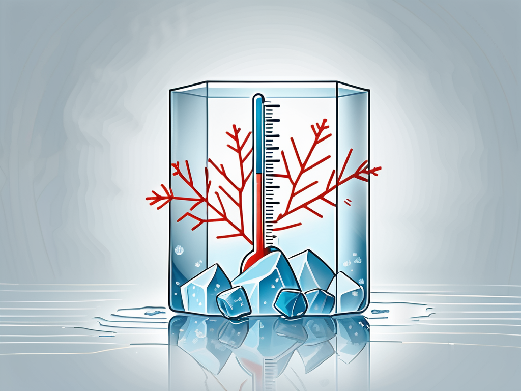 A thermometer in a snowflake-shaped ice cube