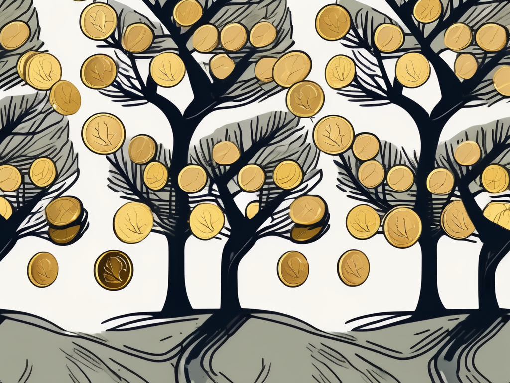 A sturdy tree with golden coins as leaves